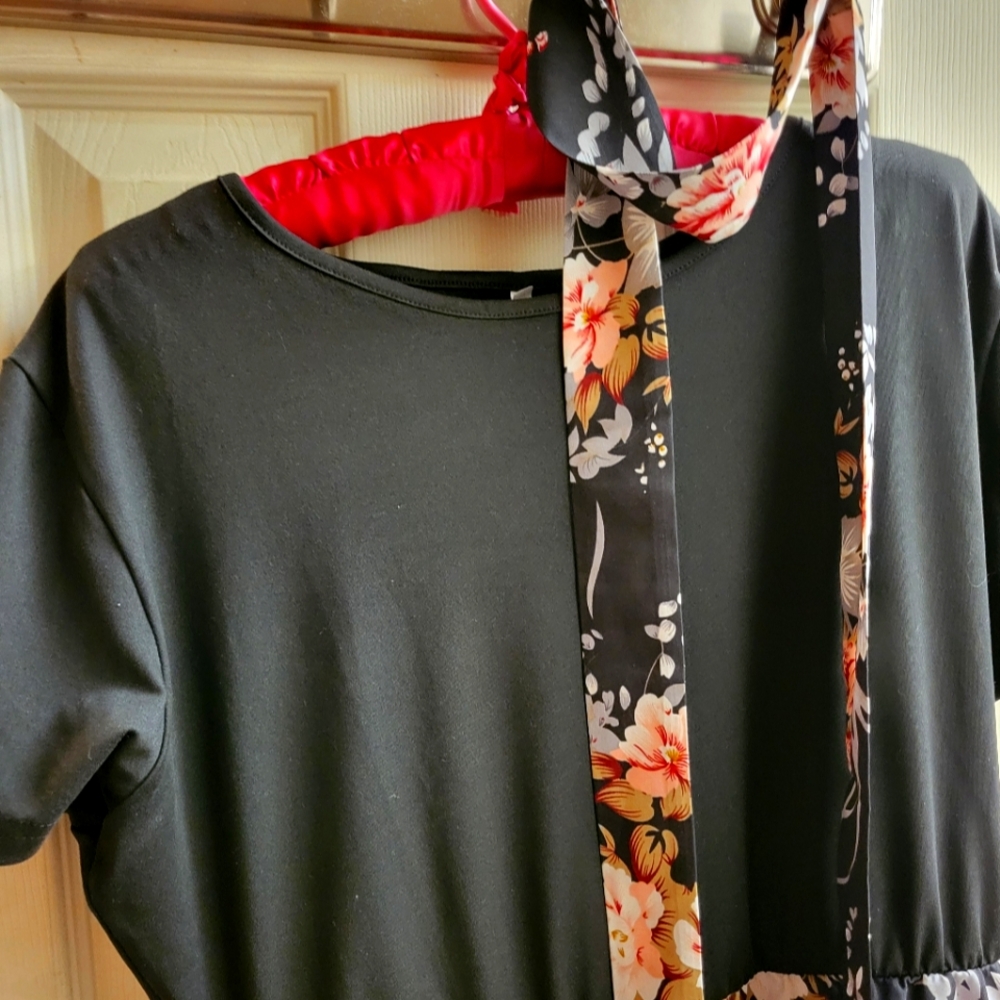 Ladies Black and Floral Dress